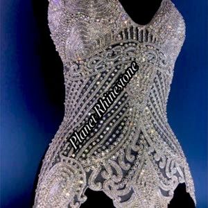 Silver rhinestone bodice appliqué